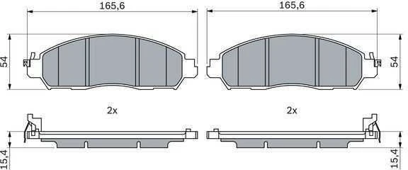 BOSCH stabdžių trinkelių rinkinys, diskinių stabdžių rinkinys 0986424973