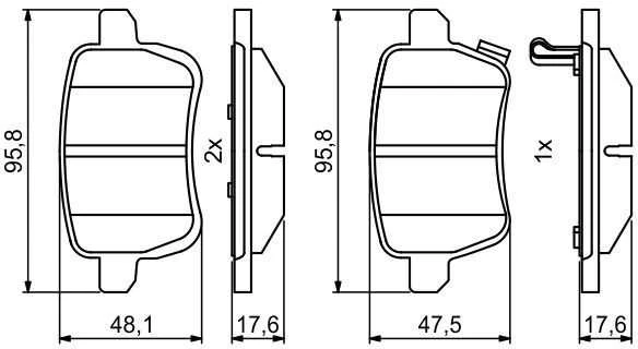 Bosch Stabdžių Trinkelių Rinkinys FIAT 500L Tipo Saloon Hatchback Estate 1.0 1.3 1.4 1.6 55212848 55212849 55212850