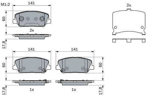 Bosch Stabdžių Trinkelių Rinkinys Hyundai Ix35 I30 KIA Cerato Cee'd 53300-2E000 53300-2E001