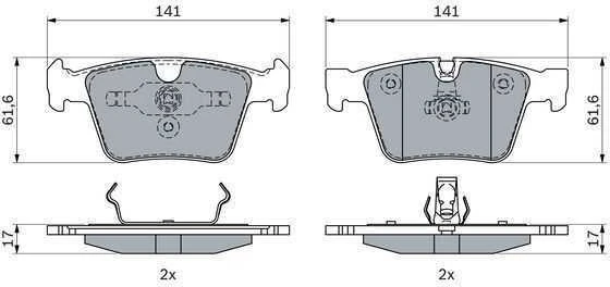 Bosch Stabdžių Trinkelių Rinkinys MERCEDES BENZ ML 63 AMG S 63 AMG R 63 AMG CL 63 AMG 164 221 251 216 A 002 420 0113 342 420 01 34