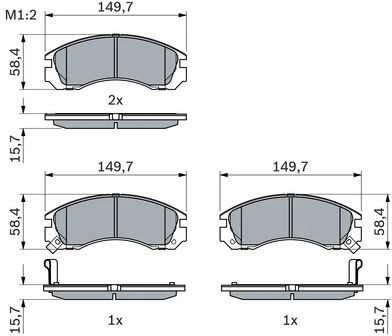 Bosch Stabdžių Trinkelių Rinkinys Mitsubishi Lancer Pajero Galant Outlander 2.0 2.4 3.0 MD336741 MD336742 MD336743