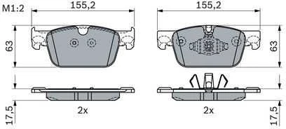 Bosch Stabdžių Trinkelių Rinkinys VOLVO V90 S90 XC60 V60 S60 B4 B5 B6 D3 D4 D5 T4 T5 T6 T8 31456765 31256765 31256767