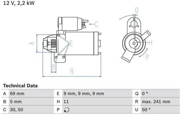 BOSCH starteris 0986023960 12418515900