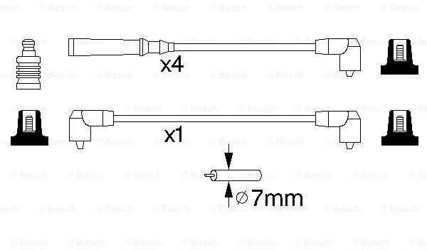 Bosch Uždegimo laido rinkinys VOLVO 740 760 940 960 Uždegimo laidai 27 12 7 544 11 12 7 544 27 12 7 545