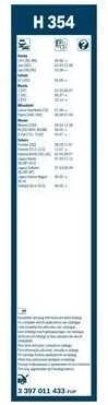 Galinis valytuvas Bosch Rear H354, 350 mm
