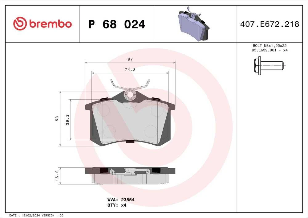 Brembo Galinių stabdžių trinkelių rinkinys RENAULT Espace III CITROËN C3 II