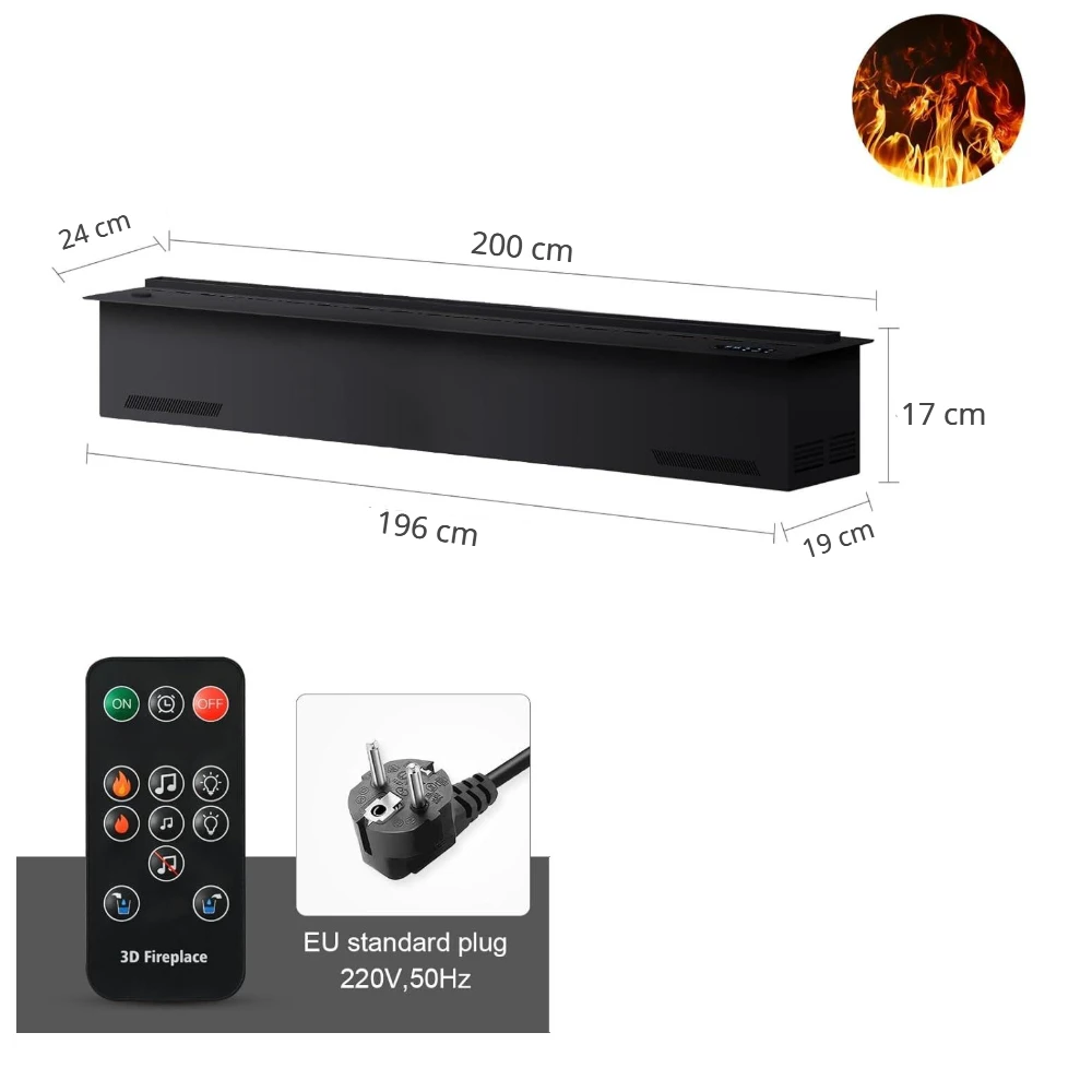 Cann 3D simuliacija LED elektrinis židinys 200x24x17cm