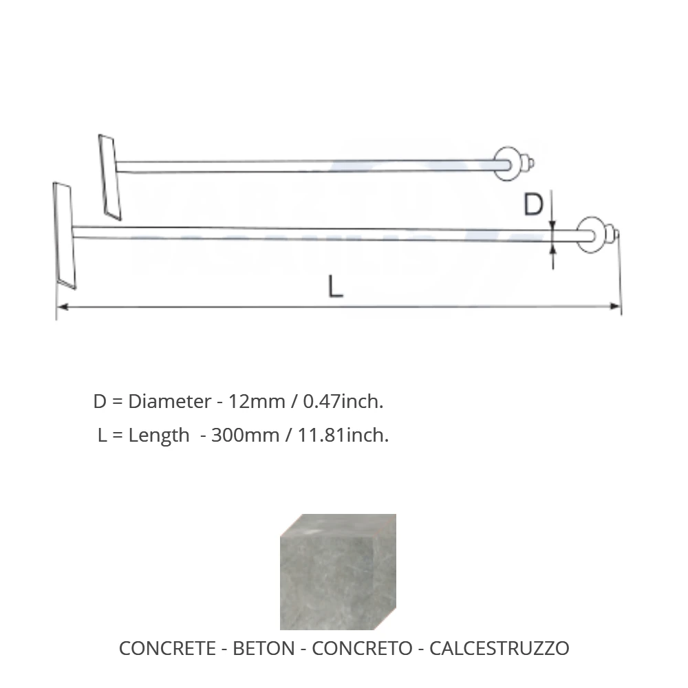 Cann Ankeris mūrui M12x300, 20 vnt.