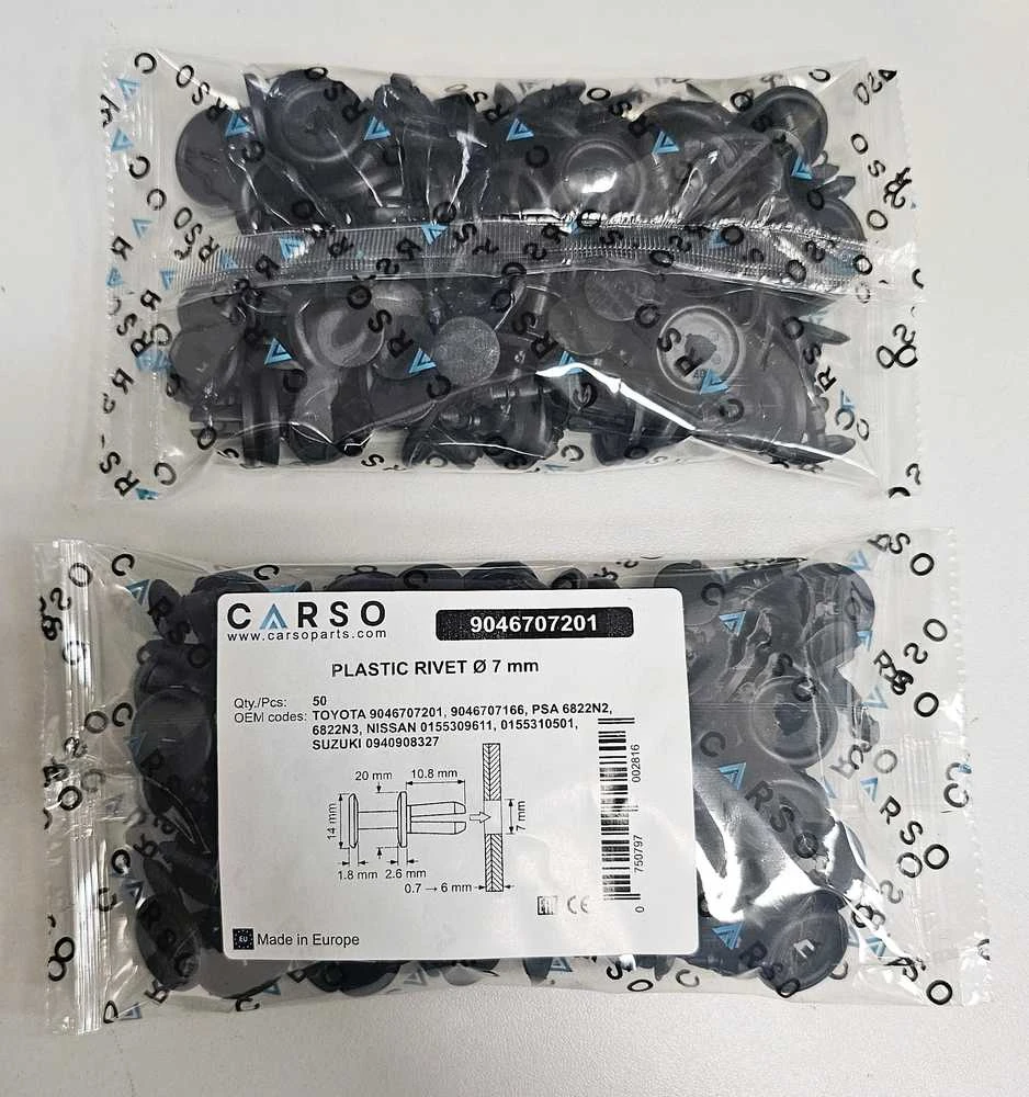 CARSO Ø 7 mm kniedės, skirtos "Toyota" 9046707201, 50 vnt.