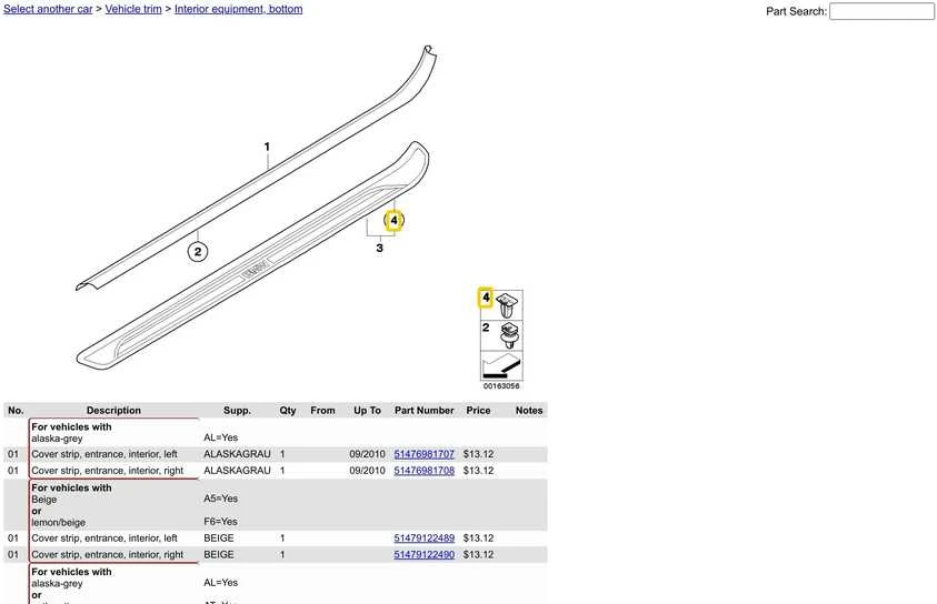 Carso BMW E81 E88 durų slenksčių dangtelis apdailos liejimo tvirtinimo klipas x10 vnt. 51471840960