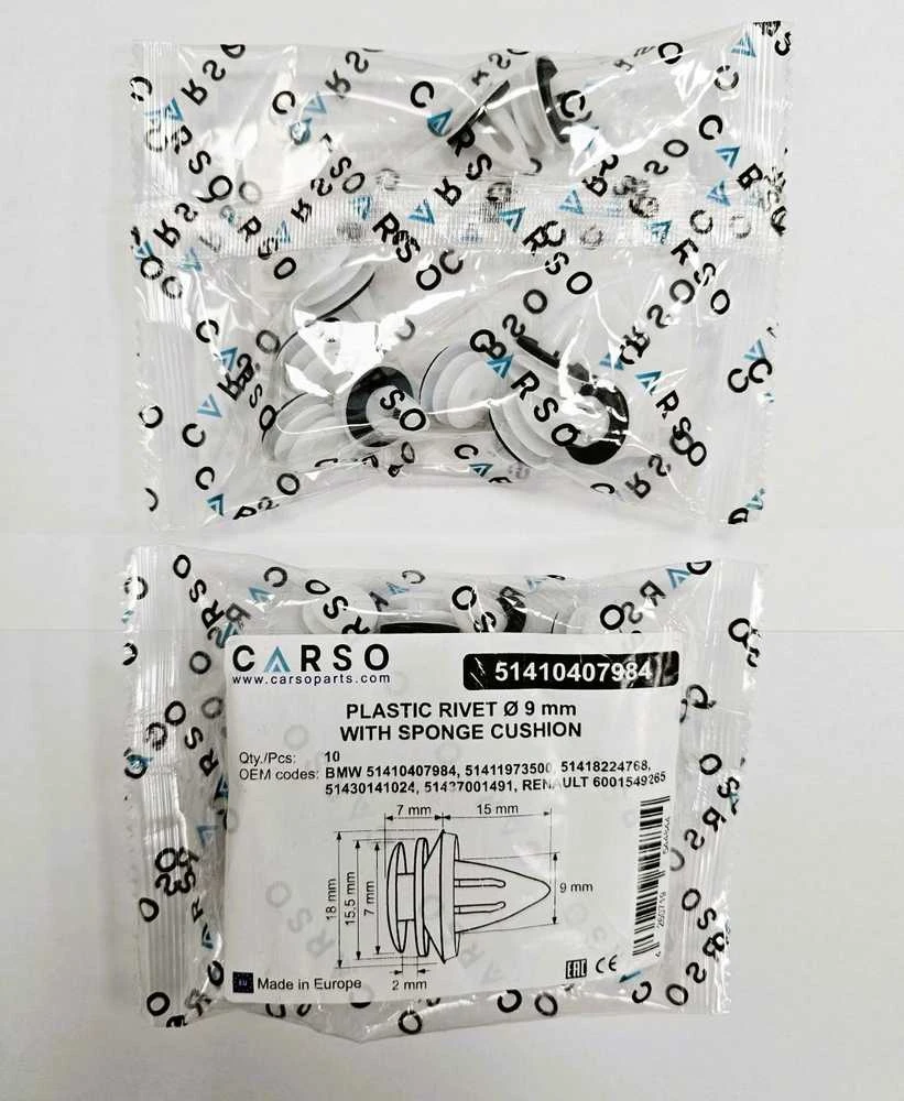 Carso BMW MINI VW VW PORSCHE apdailos interjero spaustukai su poveržlėmis 10 vnt. 51410407984