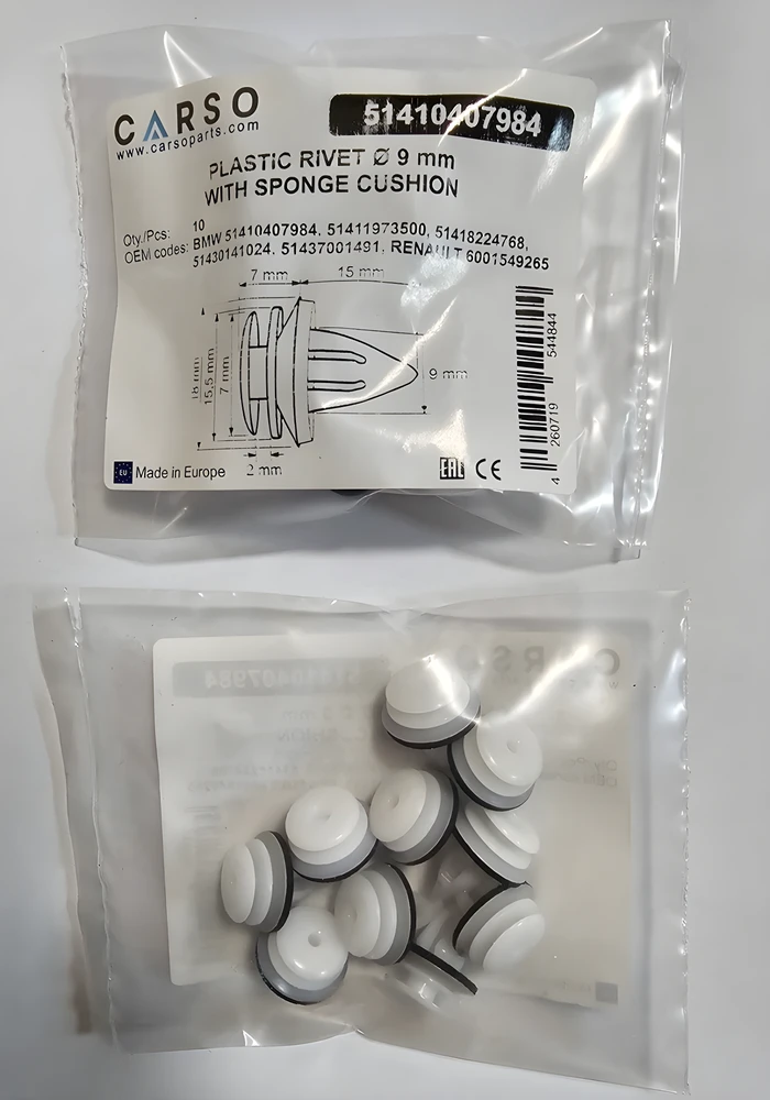 Carso BMW MINI VW VW PORSCHE apdailos interjero spaustukai su poveržlėmis 10 vnt. 51410407984