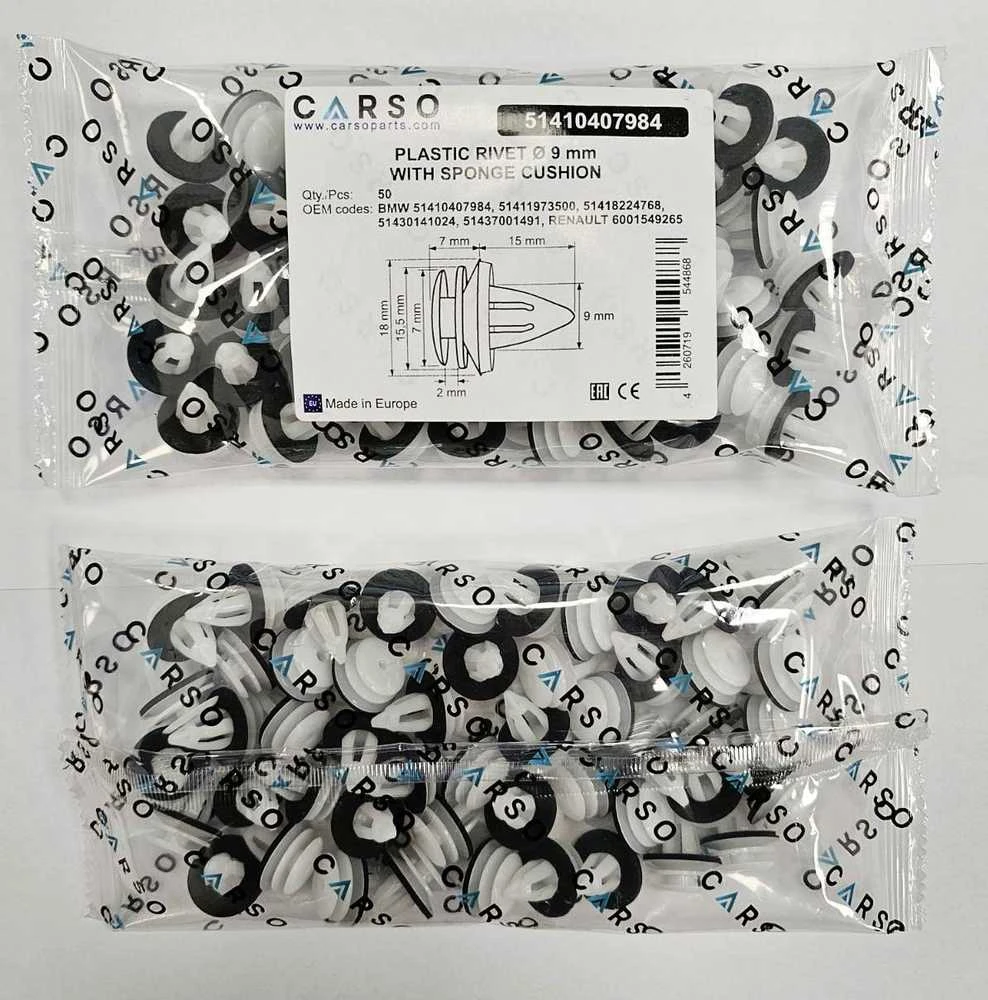 Carso BMW MINI VW VW PORSCHE apdailos interjero spaustukai su poveržlėmis 50 vnt. 51410407984