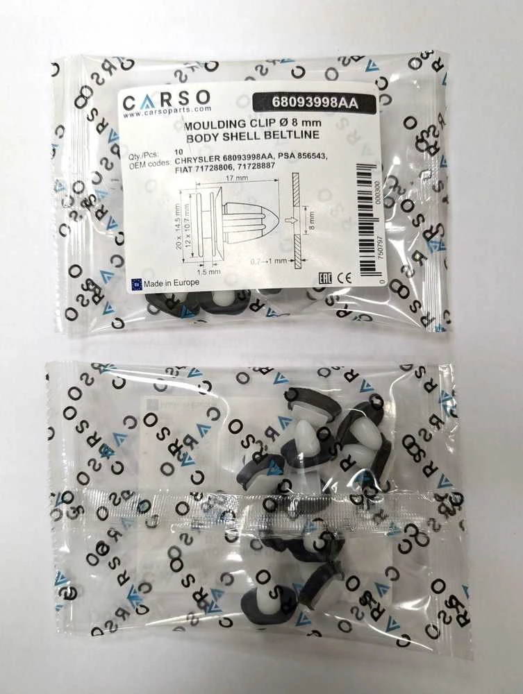 Carso Chrysler, Peugeot, FIAT spaustukas Ø 8 mm 68093998AA 856543 71728806 , 10vnt.