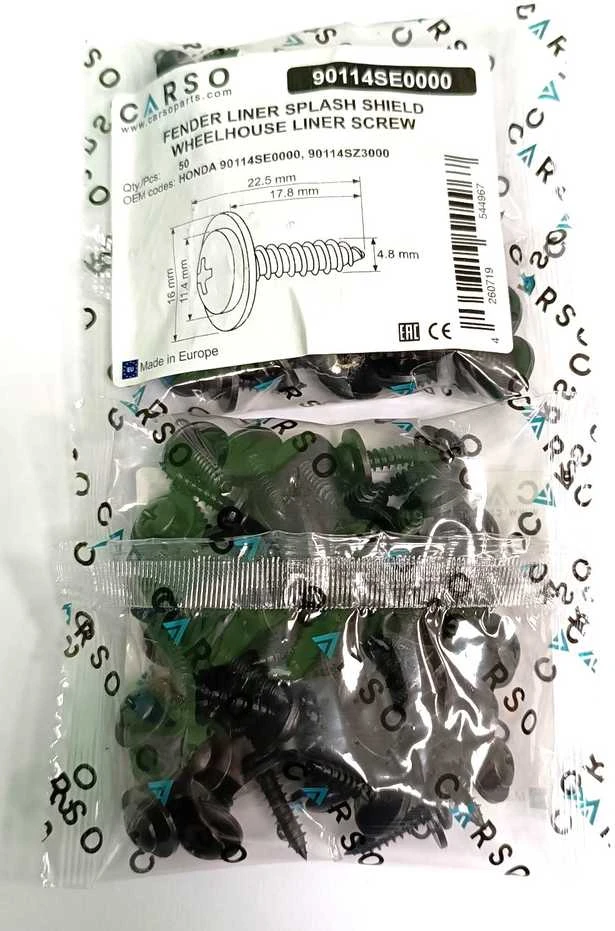 Carso Fender Liner Splash Shield Wheelhouse Liner Screw Phillips Truss Head Sems for Honda Acura 50 vnt.