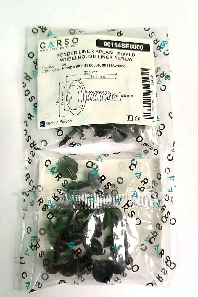 Carso Fender Liner Splash Shield Wheelhouse Liner Screw Phillips Truss Head Sems for Honda Acura 20 vnt.