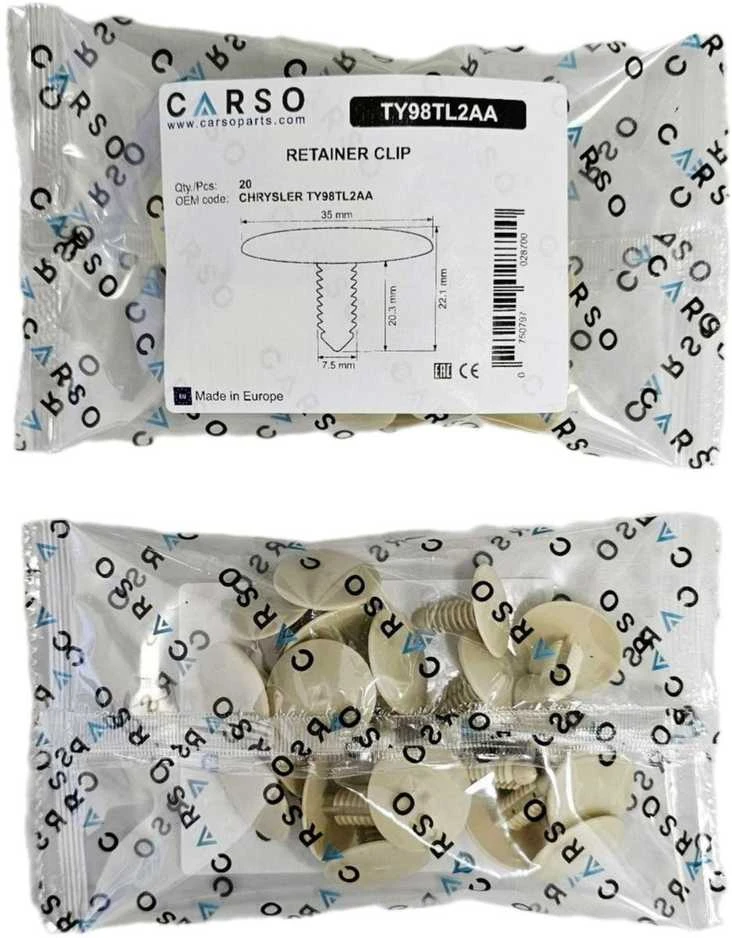 CARSO interjero spaustukas, skirtas Chrysler/Dodge, TY98TL2AA, 20 vnt.