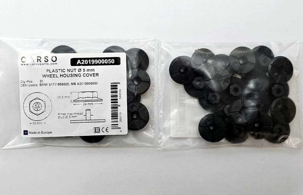 Carso Mercedes-Benz BMW Plastikinės veržlės su sriegiu 4,2 mm 20 vnt A2019900050