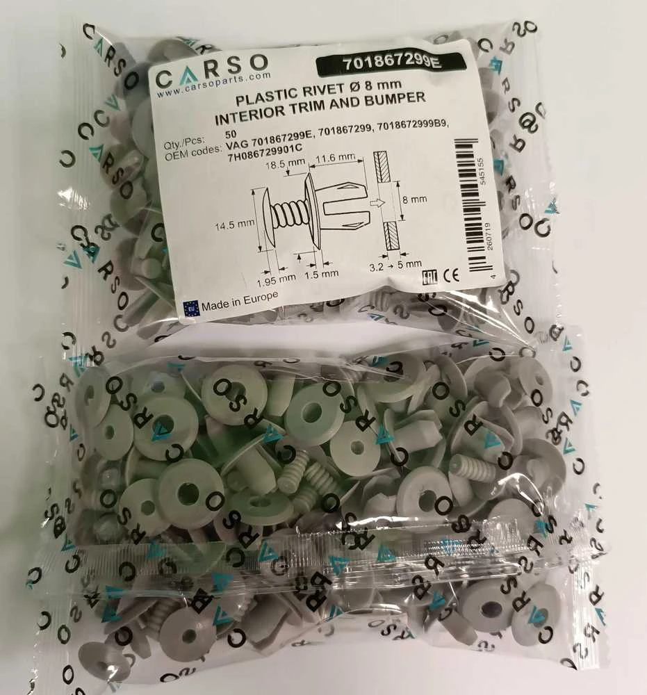 Carso T4 T5 montavimo spaustukai, plastikiniai spaustukai durų skydo laikikliui, pilkos spalvos