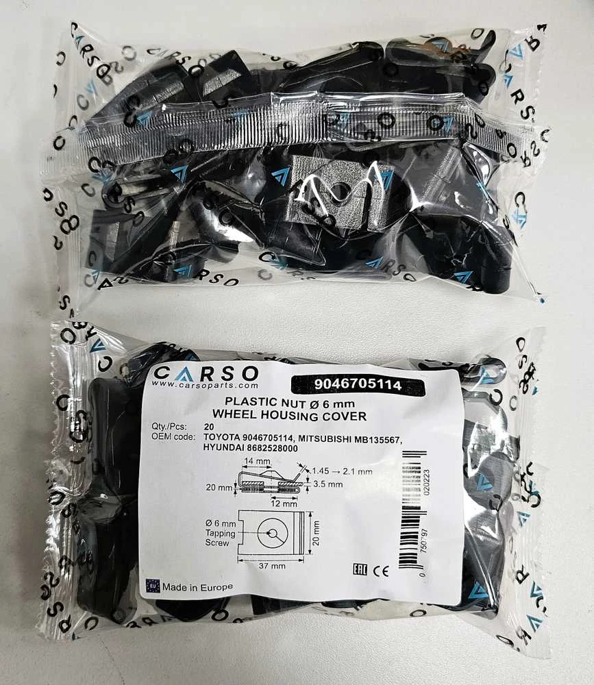 Carso Toyota LEXUS plastikinė veržlė Ø 6 mm 9046705114 20vnt.