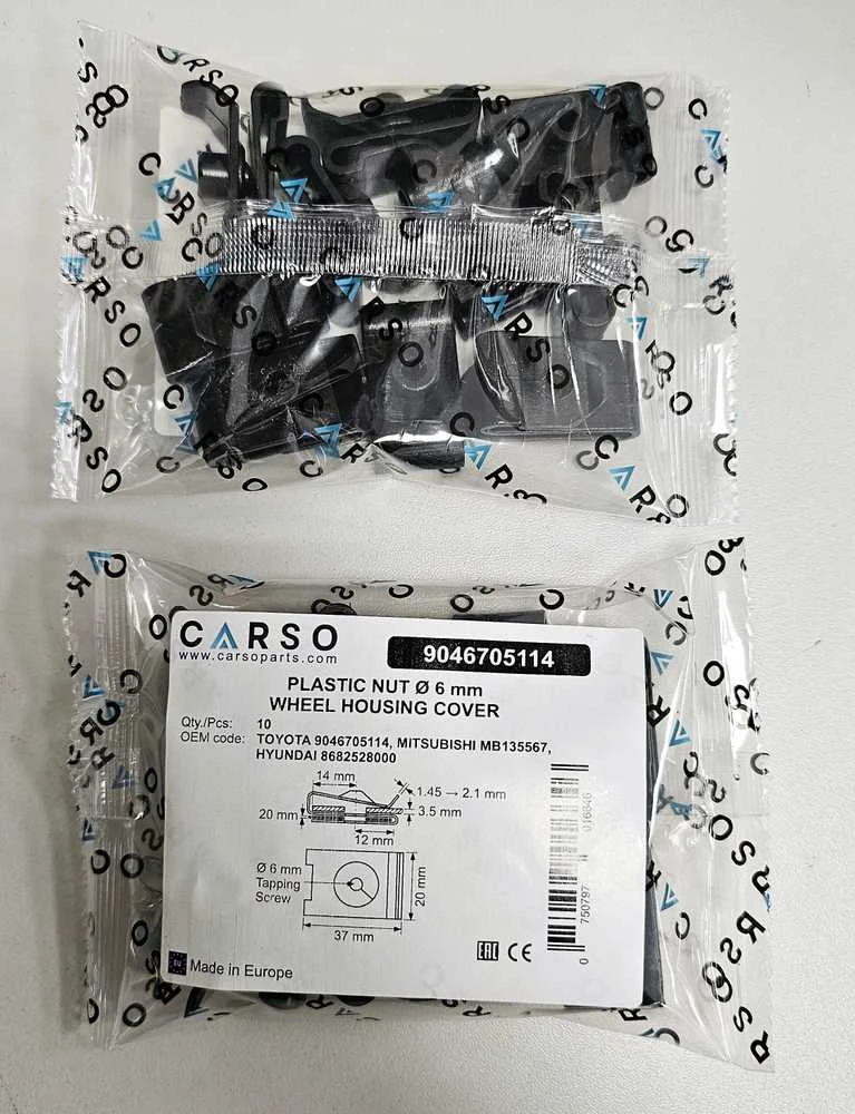 Carso Toyota LEXUS plastikinė veržlė Ø 6 mm 9046705114 10vnt.