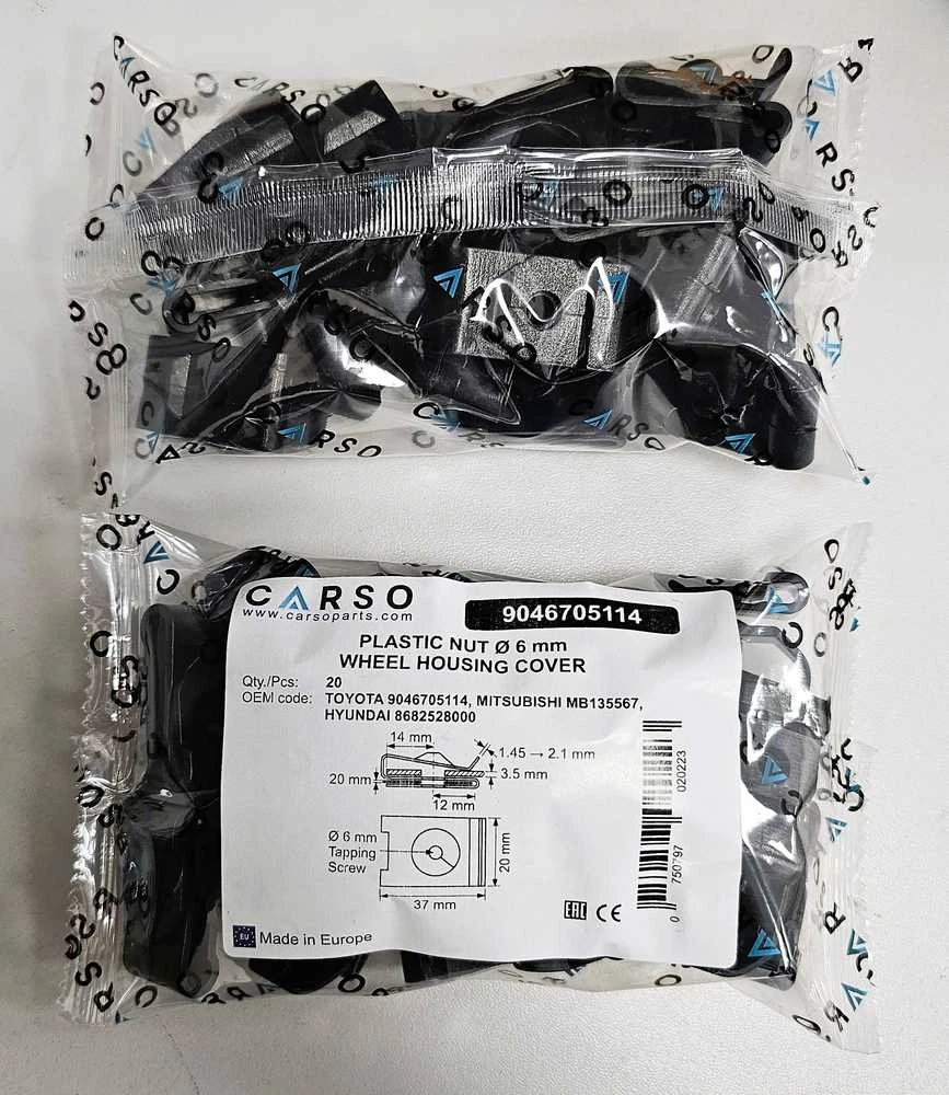 Carso Toyota LEXUS plastikinė veržlė Ø 6 mm 9046705114 20vnt.
