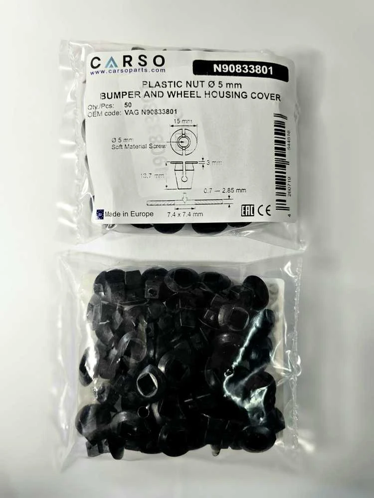 Carso VW Audi Skoda SEAT Išplėtimo veržlės tvirtinimo spaustukas, skirtas ratų korpuso įdėklui 50vnt N90833801