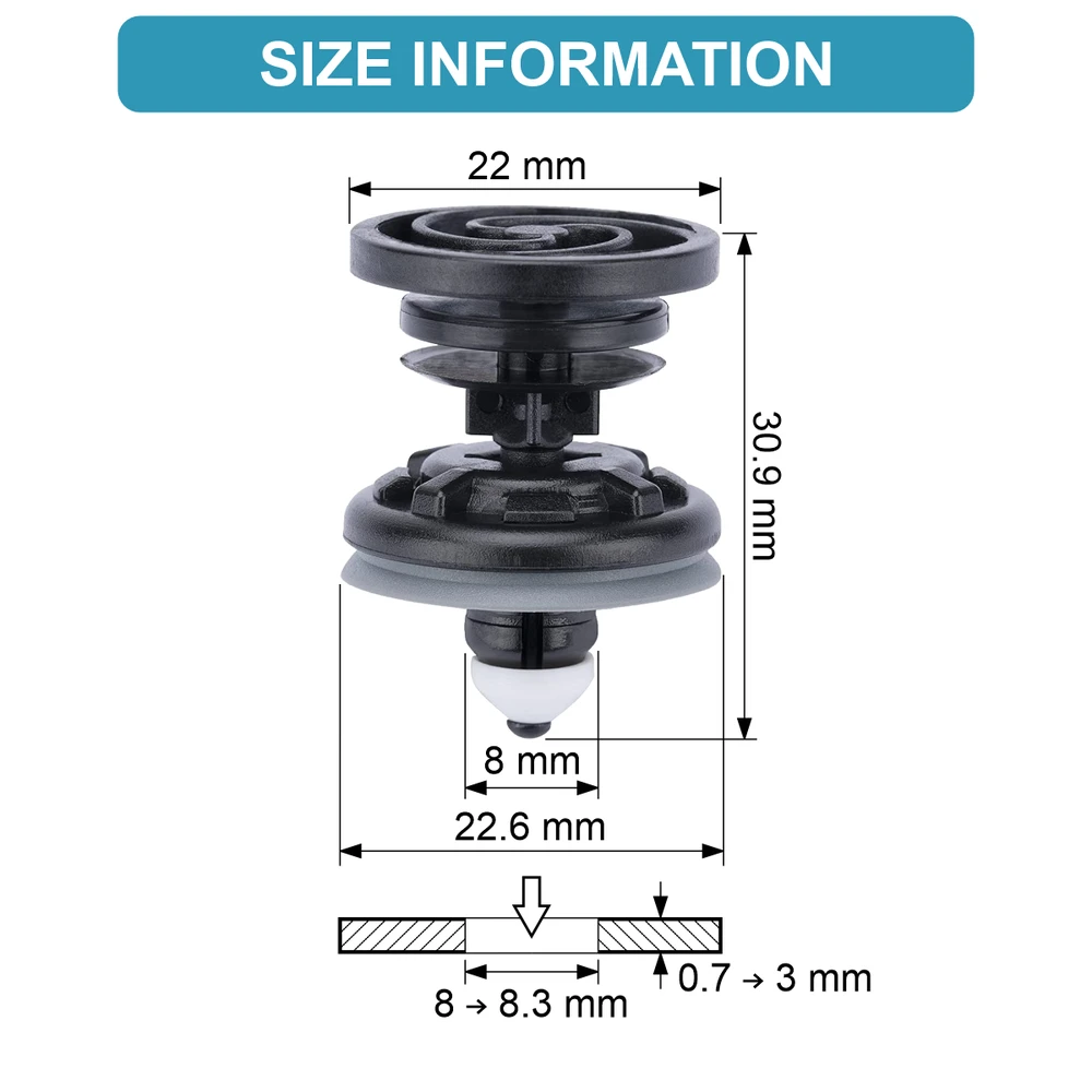 Carso VW Audi vidaus durų skydelio spaustukai 10 vnt. 7L6868243
