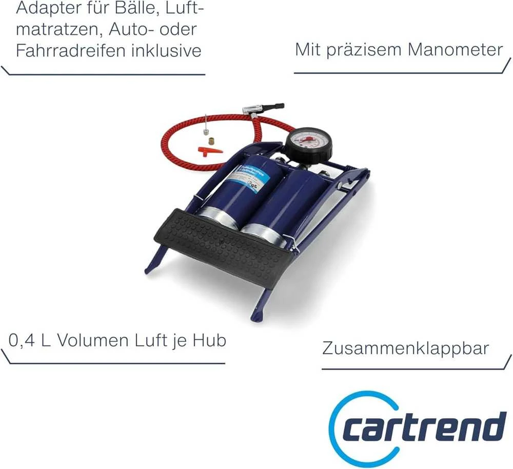 Cartrend vieno cilindro pėdų siurblys | 7 barai | 0,4 l/žingsnis | su adapteriais