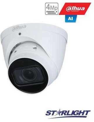 Dahua IP kamera kupol. 4MP STARLIGHT AI, IR pašv. iki 40m, 1/3” 2.7~13.5mm. automatinis obj, SMD, IVS