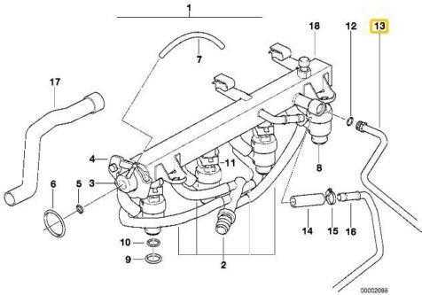 Degalų įpurškimo maitinimo vamzdelis BMW E36 Originalus 13531247984