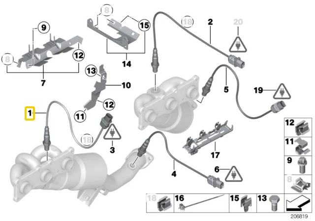 Deguonies Sensorius Priekinis Cil 1-3 BMW E81 E87 E90 Originalus 11787558055