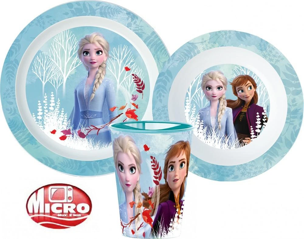 Disney "Frozen" vakarienės rinkinys, mikroplastiko rinkinys, su puodeliu 260 ml