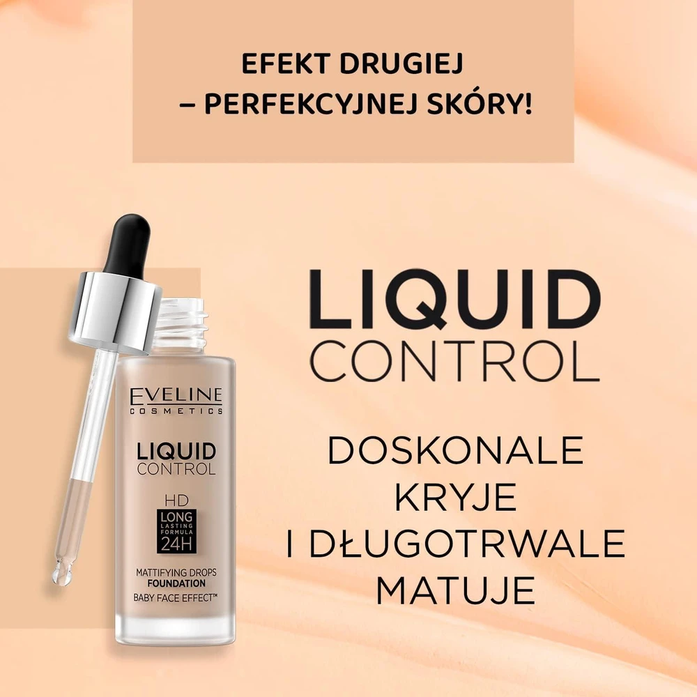 Eveline Cosmetics Liquid Control HD 016 Vanilla rusvai gelsvas, 32 ml