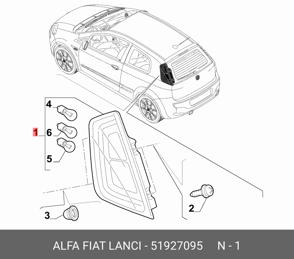 Fiat Punto Kairės Galinė Šviesa FCA Originalus 51927095