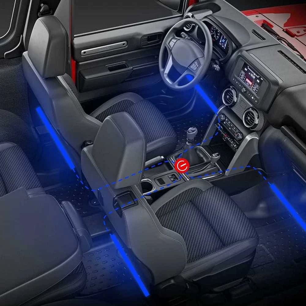 FIKPOO automobilio LED interjero apšvietimo rinkinys, 4 vnt. 72LED, nuotolinis valdymas