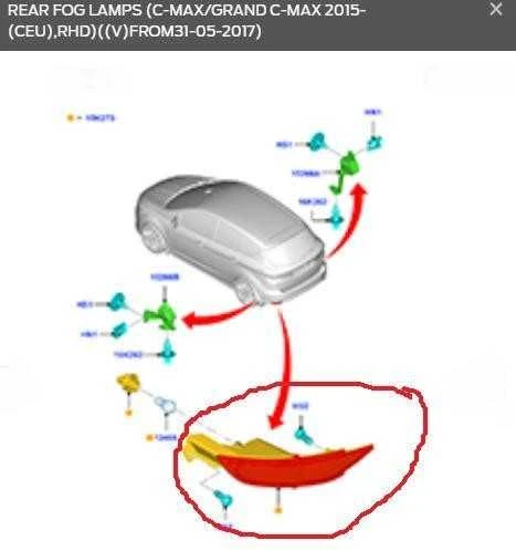 "Ford Fiesta C Max" originalus galinio bamperio dešinysis rūko žibintas 216 2168296