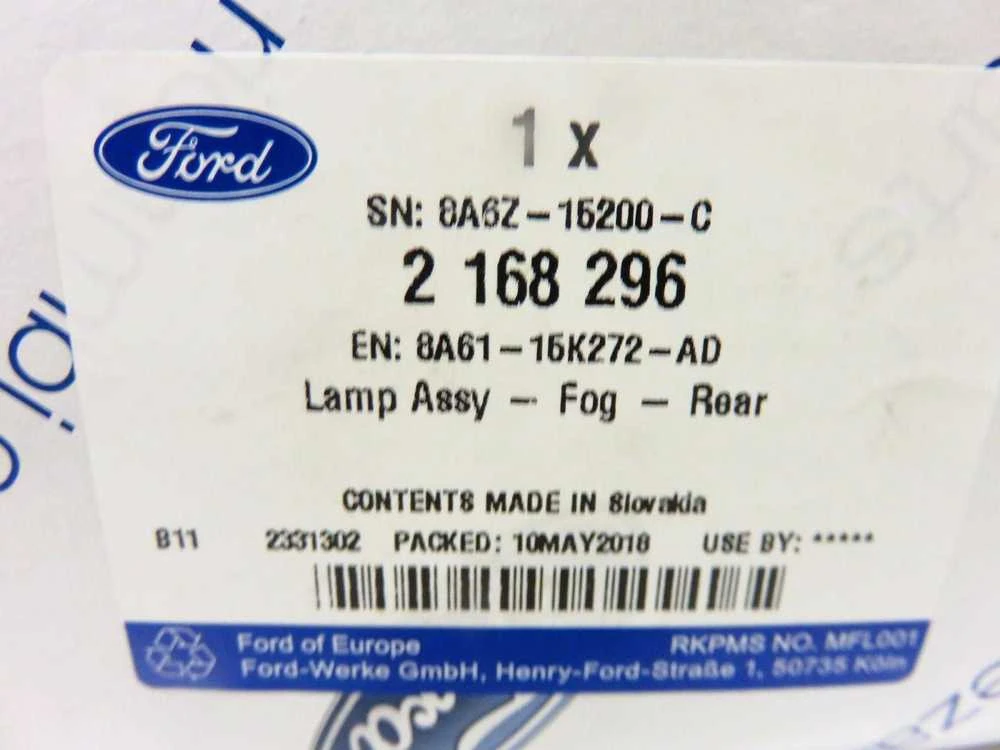 "Ford Fiesta C Max" originalus galinio bamperio dešinysis rūko žibintas 216 2168296