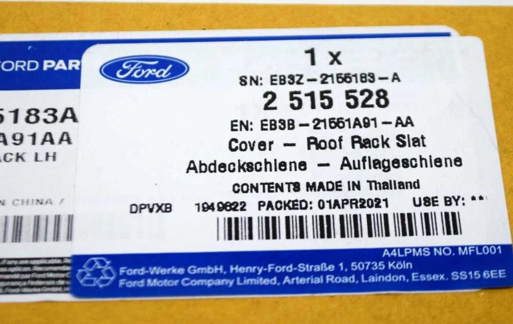 FORD RANGER MK3 T6 priekinės kairės pusės stogo bagažinės skersinio dangtis originalus EB3Z-2155183-A 2515528
