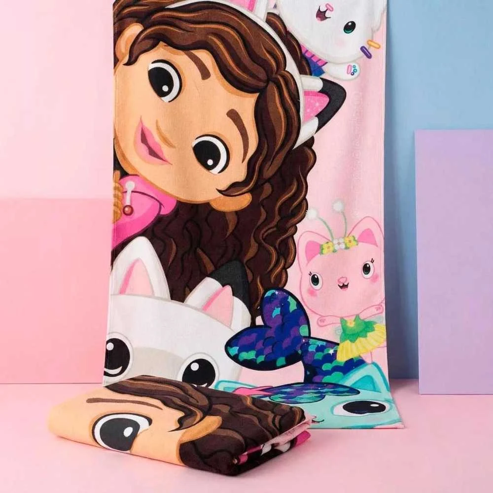 Gabby's Dollhouse Gabbys lėlių namelio mikropluošto paplūdimio rankšluostis