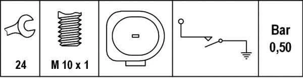 Hella Alyvos slėgio jungiklis AUDI A1 A2 SEAT EXEO VW JETTA III 036919081C 31272434