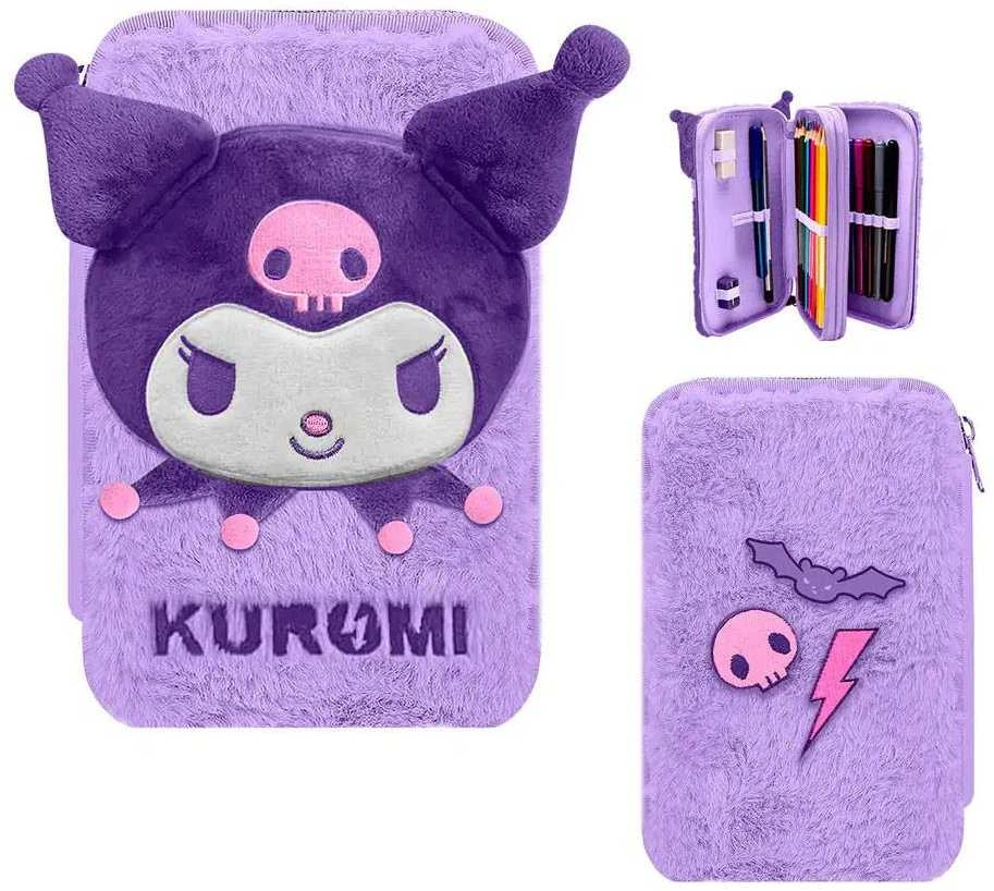 Bez Marki Hello Kitty Kuromi pūkuotas pieštukų dėklas, 2 skyrių