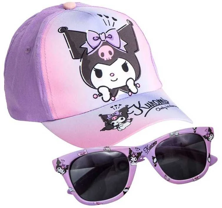Hello Kitty Kuromi saulės akinių ir kepurės rinkinys