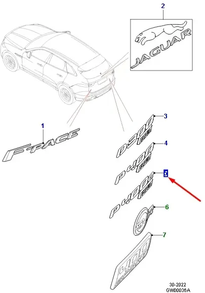 Jaguar F PACE X761 bagažinės emblema originali T4A41810