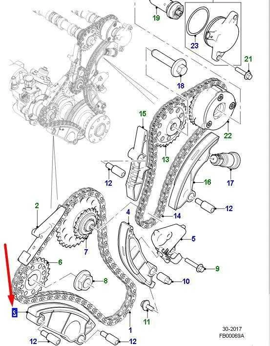 JAGUAR F-PACE X761 Pagrindinė laiko grandinės apatinė gidė JDE40403 NAUJA ORIGINALI