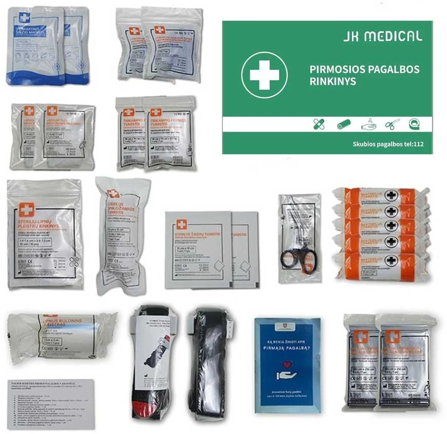 Jk Medical 2023m. Liepos 1d. atnaujintos sudėties Pirmosios pagalbos rinkinys, vaistinėlė