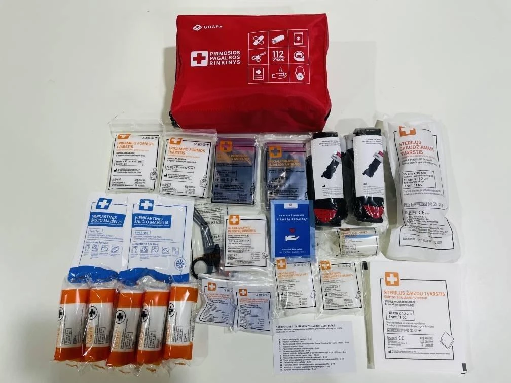 Jk Medical 2023m. Liepos 1d. atnaujintos sudėties Pirmosios pagalbos rinkinys, vaistinėlė