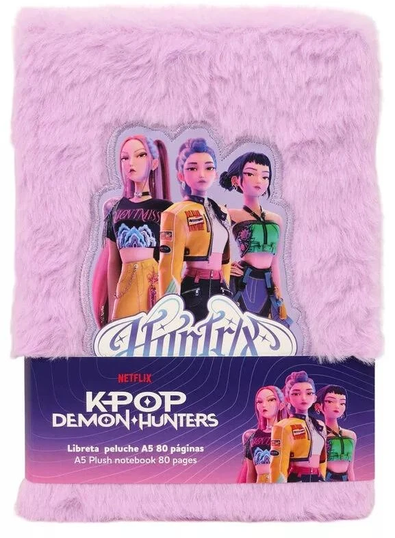 Safta K pop Demon Hunters pliušinė A5 užrašų knygelė