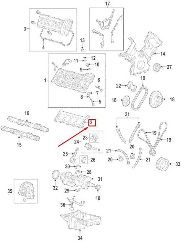 Kairio variklio cilindro galvutės tarpiklis originalus Land Rover 4628400 tinka: Jaguar Land Rover