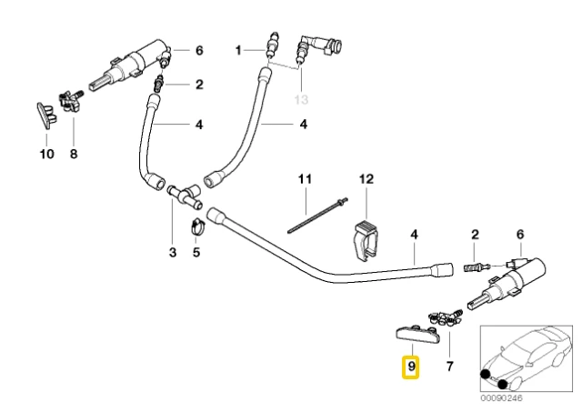 Kairysis Galinio Žibintų Purkštuvų Dangtelis BMW E46 61677066847